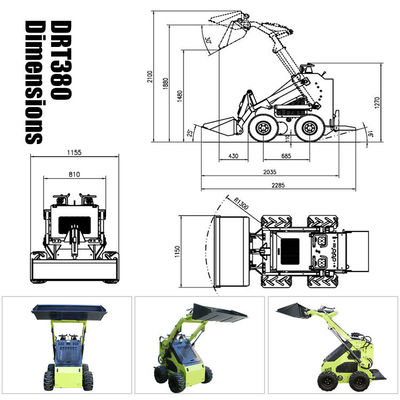 0.15 M3 Mini cargador de dirección de patinaje con rodadura de gasolina con certificación MOOG de cilindro hidráulico