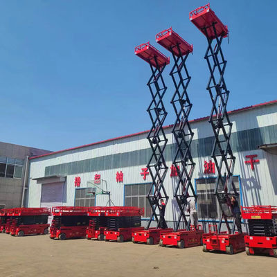 Capacidad de carga nominal de 320 kg Plataforma de elevación de tijeras hidráulica autopropulsada personalizada con rueda de goma
