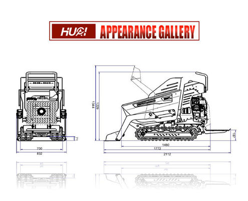 YANMAR Motor HUAQI 500kg 800KG 1 T 2 toneladas Diesel Rastreador hidráulico Mini Dumpper con 1