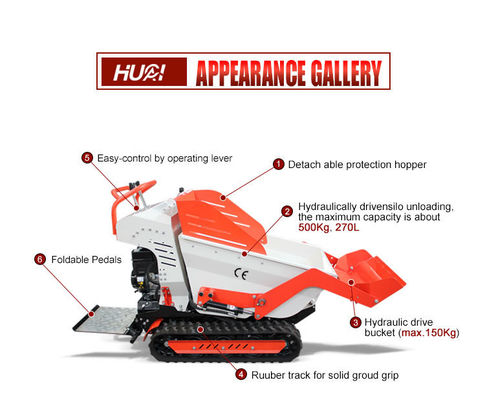 Publicidad C 800KG 1 T de autocarga de la pala Mini Crawler Dumper para el sitio de construcción