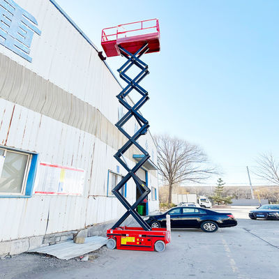 0-34M/MIN Velocidad de elevación 4m Mini elevador de tijeras hidráulico autopropulsado con plataforma de 900 mm