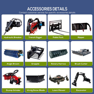 Construcción Diesel Mini Tracked Skid Loader Con Anexos Cubo Bomba Hidráulica Huade