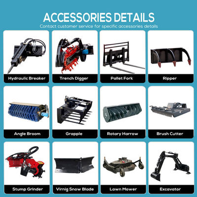 Cargador de ruedas chino multifunción adjuntos compacto Mini Skid Steer Cargador con CE