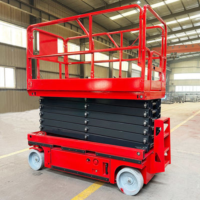 Batería de 4-14m Tijeras móviles eléctricas Elevador de construcción con sistema hidráulico