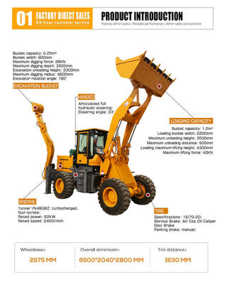 CHAOSHUN Hydraulic Cylinder Small Backhoe Loader para trabajos pesados y de construcción