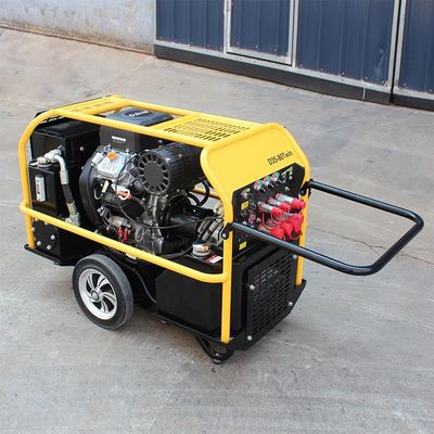 Un paquete de energía hidráulica portátil con motor diesel con bomba de tornillo y una capacidad de tanque de 18 litros