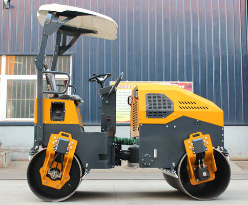 Huade bomba hidráulica HQ-YL1200 3 toneladas doble tambor vibratorio mini rodante compactador de rodillos