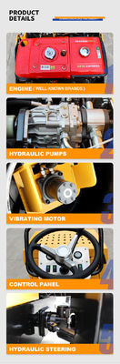 70Hz Frecuencia de excitación 1.5t Doble rueda totalmente hidráulica Motor estándar europeo rodillo de carretera